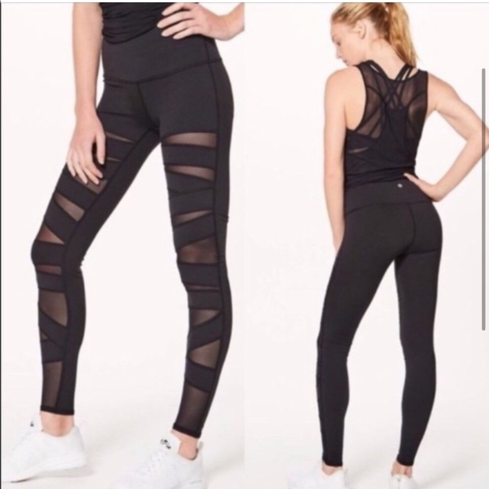 Ultra Rare Lululemon High Times Tech Mesh Leggings Pants Sz 6 EUC - Picture 4 of 8